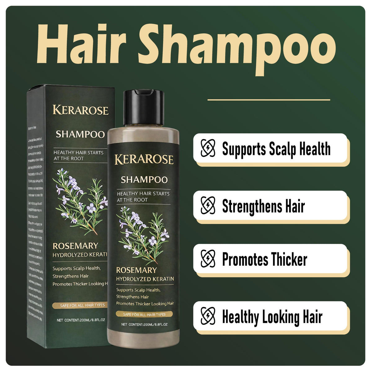 Kerarose Rosemary Shampoo lather close-up highlighting rich foam for gentle cleansing