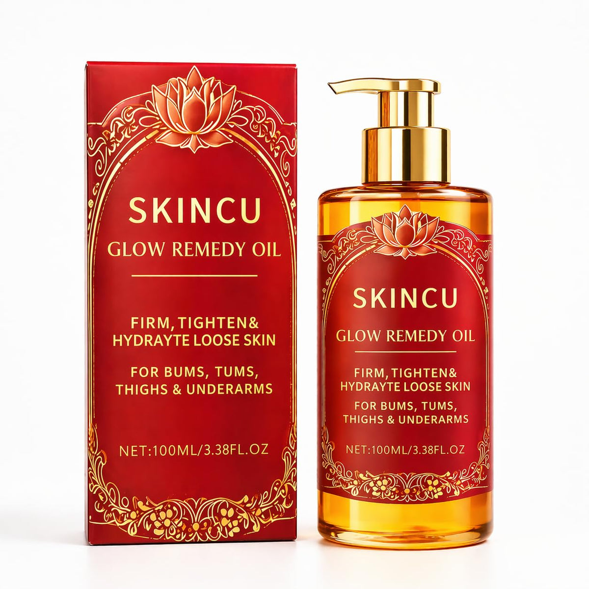 Kerarose SKINCU Glow Remedy Oil bottle on a clean surface, fragrance-free for all skin types