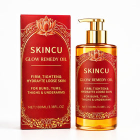 Kerarose SKINCU Glow Remedy Oil bottle on a clean surface, fragrance-free for all skin types