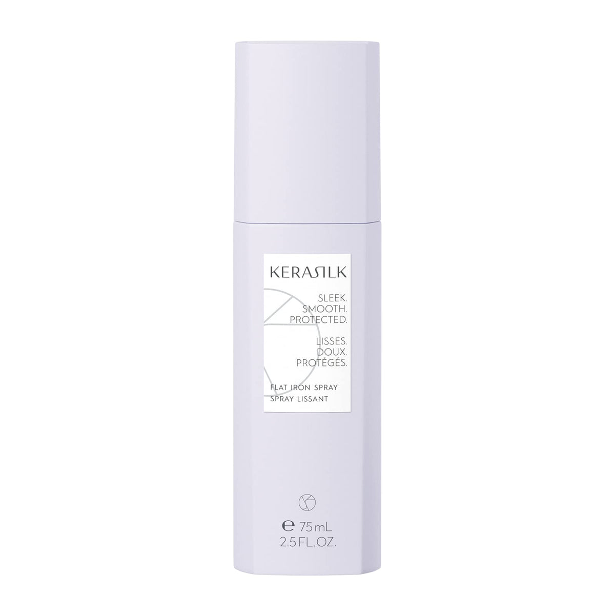 Kerasilk Flat Iron Spray bottle demonstrates easy, heat-assisted styling for a sleek finish.