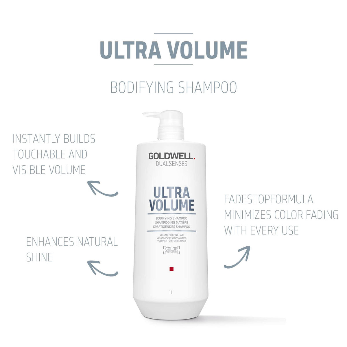 Kerasilk Goldwell Dualsenses Ultra Volume lather shot highlights gentle cleansing and light volume.