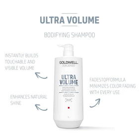 Kerasilk Goldwell Dualsenses Ultra Volume lather shot highlights gentle cleansing and light volume.