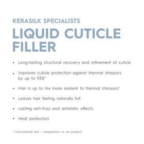Hand applying the liquid filler with a quick spray to rebuild the cuticle.