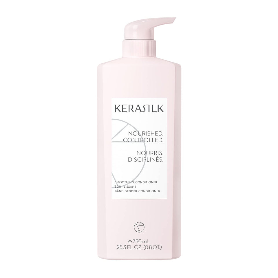 Kerasilk Smoothing Conditioner bottle offers rich nourishment for frizz-prone hair.