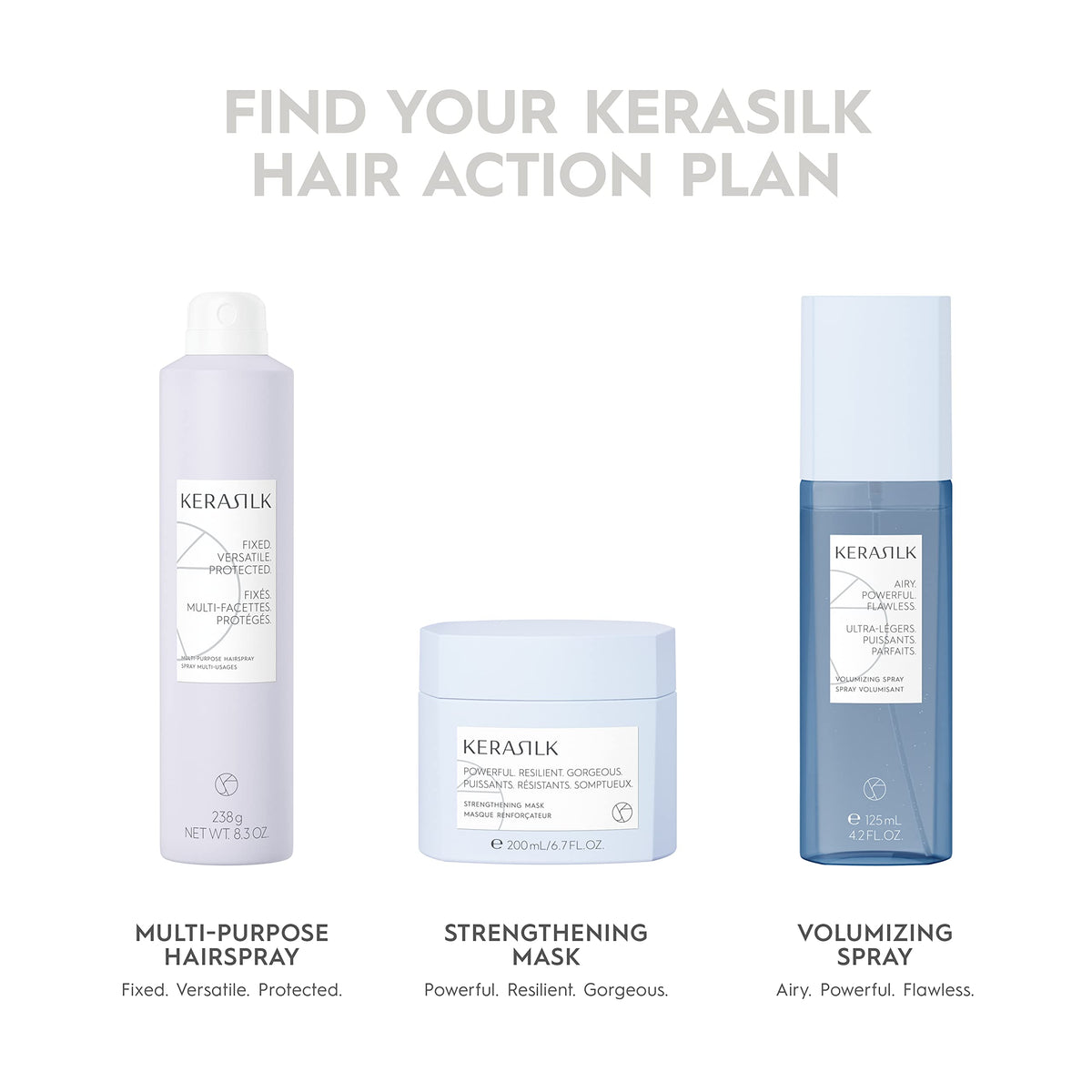 Kerasilk Volumizing Styling Foam finish shows long-lasting volume and humidity protection.