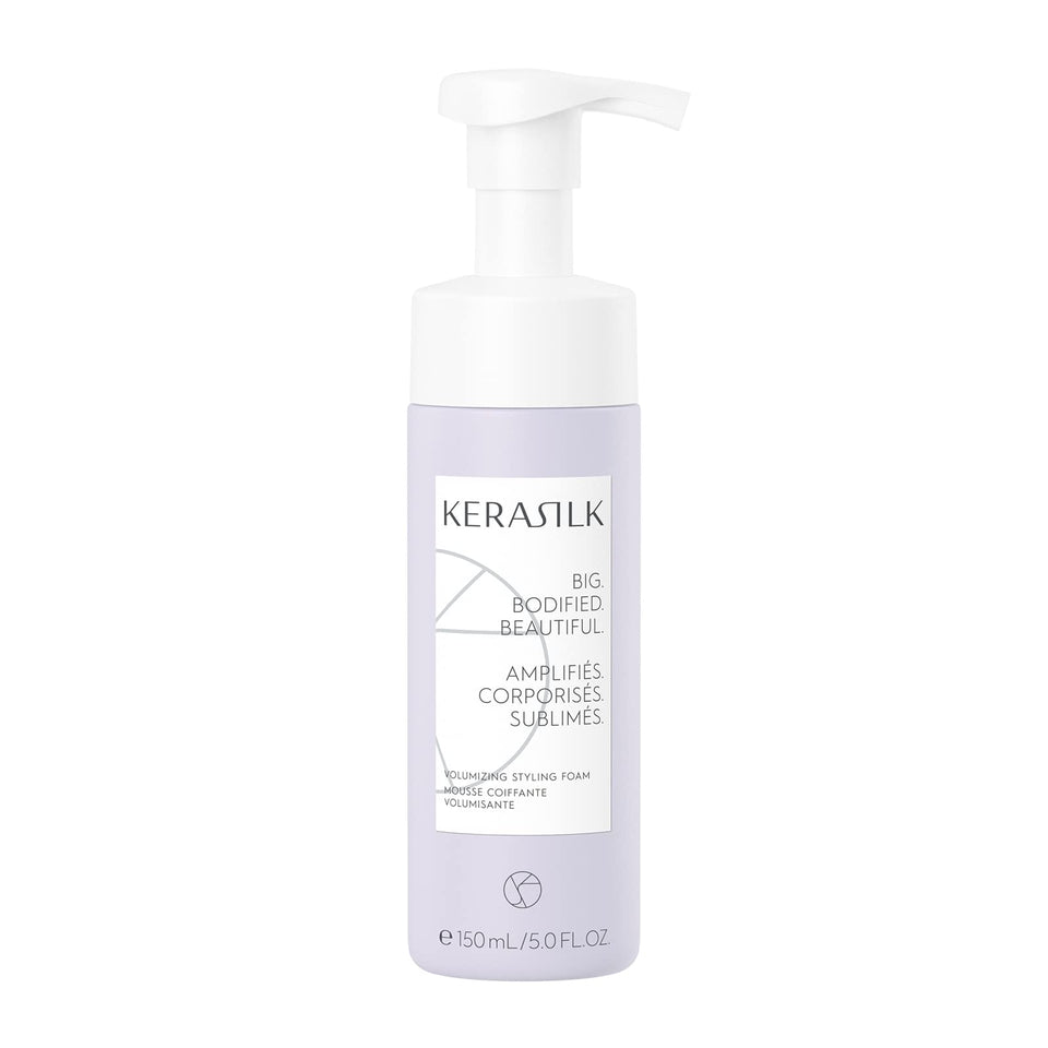 Kerasilk Volumizing Styling Foam bottle shows lightweight volume enhancement.