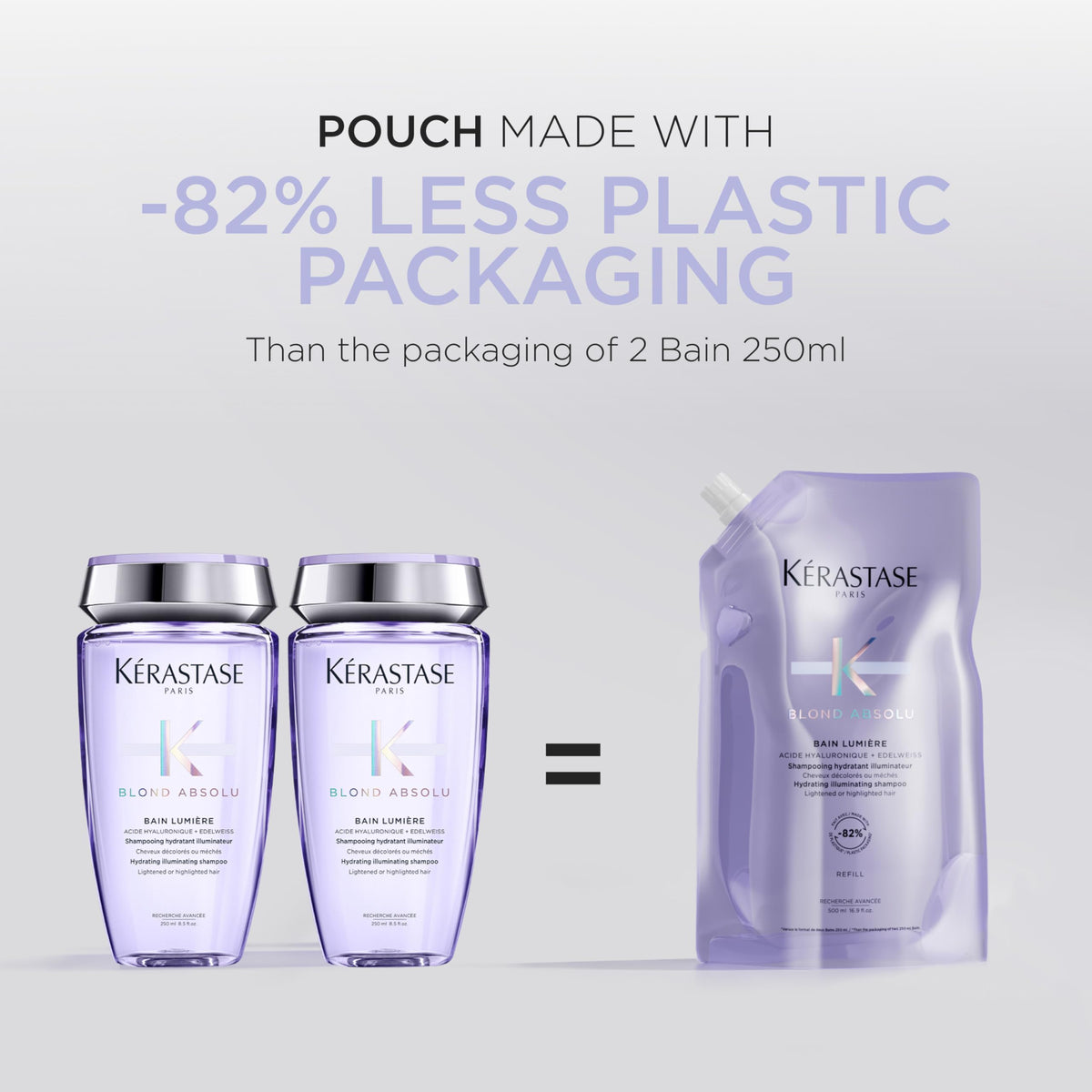 Refill packaging of Kérastase Blond Absolu Lumière supports sustainable routines.