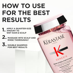 Hair being washed with Genesis Hydra-Fortifiant for root-to-tip care