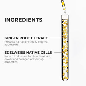 Close-up logo and ingredients on Kérastase Genesis Hydra-Fortifiant label