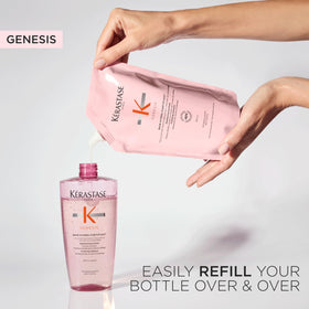 Elegant packaging detail of Kérastase Genesis Hydra-Fortifiant for refills