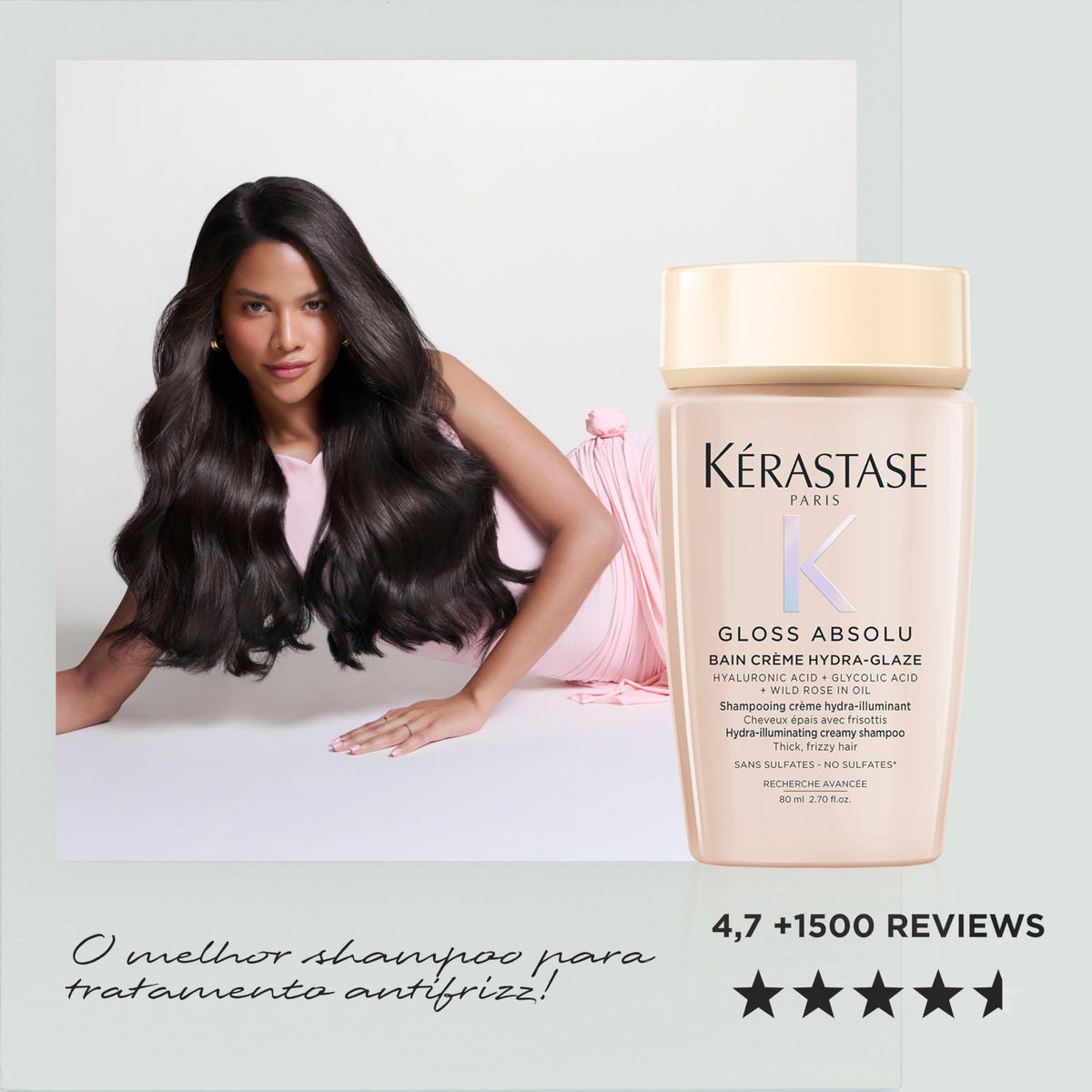 Shampoo lather on hair demonstrating cleansing action and smooth, glossy strands.