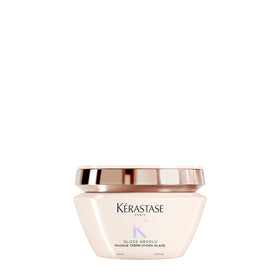 Kérastase Gloss Absolu Hydra-Glaze mask jar close-up highlighting rich hydration.