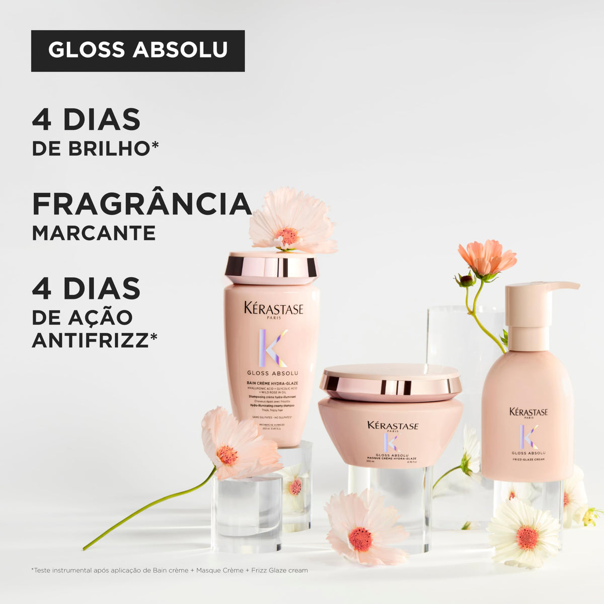 Kérastase Gloss Absolu routine two-step application visual guide.