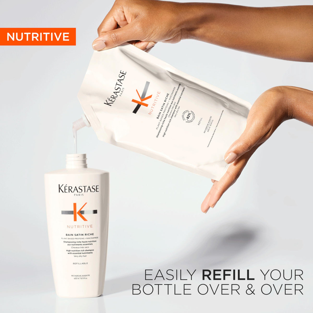 KÉRASTASE Nutritive Bain Satin Riche lather delivering a luxurious cleanse for dry hair.