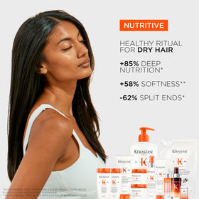 Application-step shows quarter-size amount massaged into wet hair for thorough cleansing