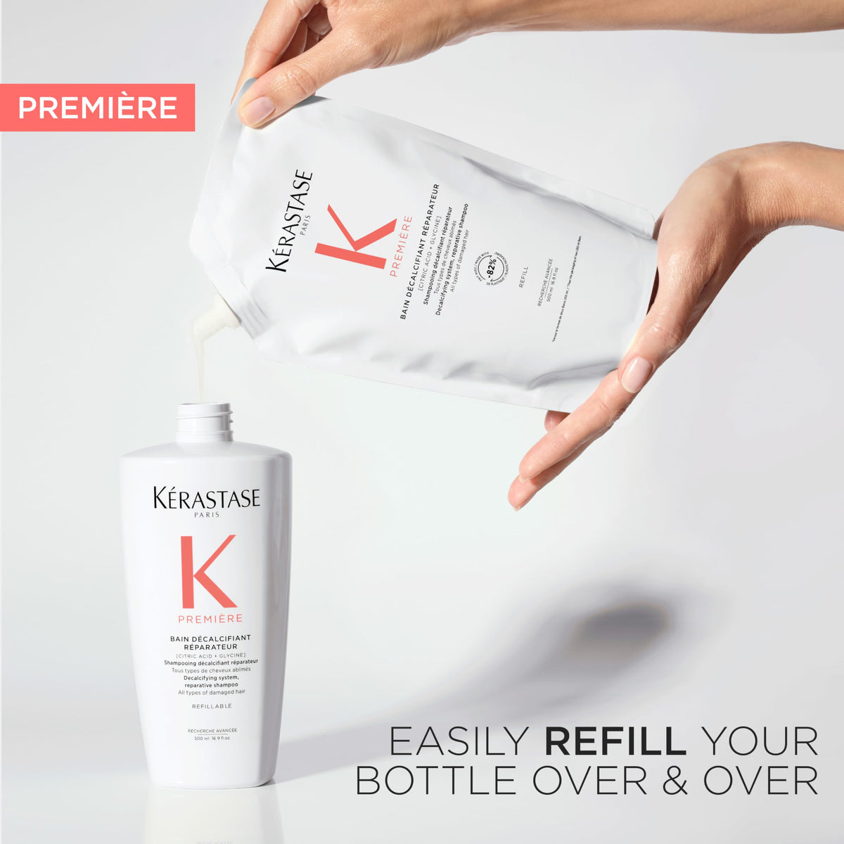 KERASTASE Premiere close-up highlights citric acid components for hair vitality.