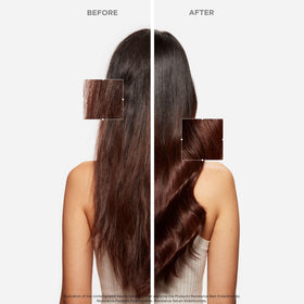 Finished look: glossy, revitalized ends after using KÉRASTASE hair mask.