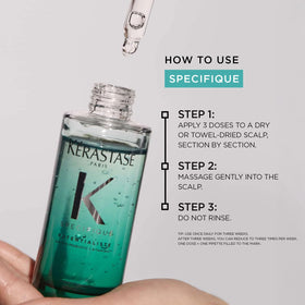 KÉRASTASE Specifique Potentialiste barrier-care close-up emphasizes protective scalp support.