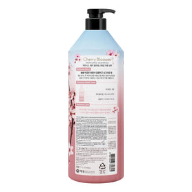 Kerasys Cherry Blossom shampoo action shot emphasizes gentle cleansing and reviving feel
