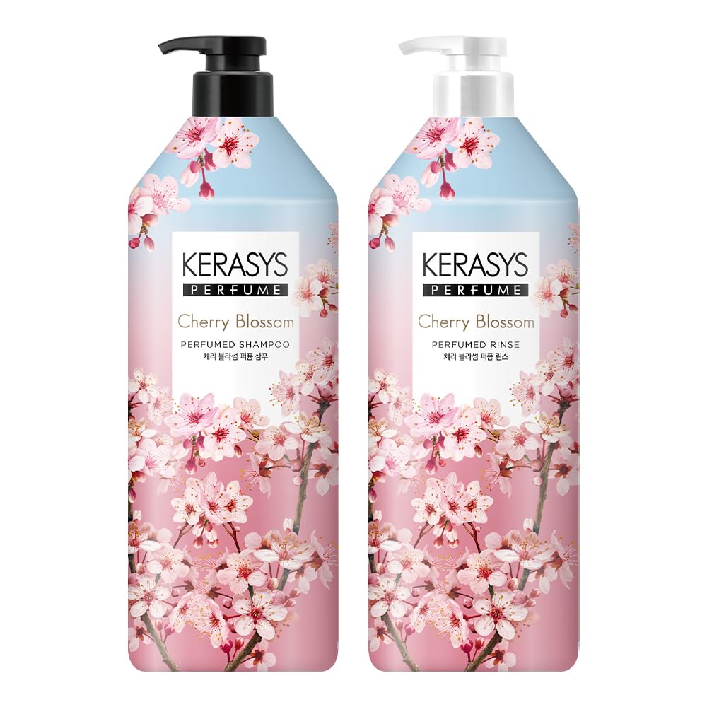 Kerasys Cherry Blossom perfumed shampoo bottle delivering long lasting fragrance for fresh hair