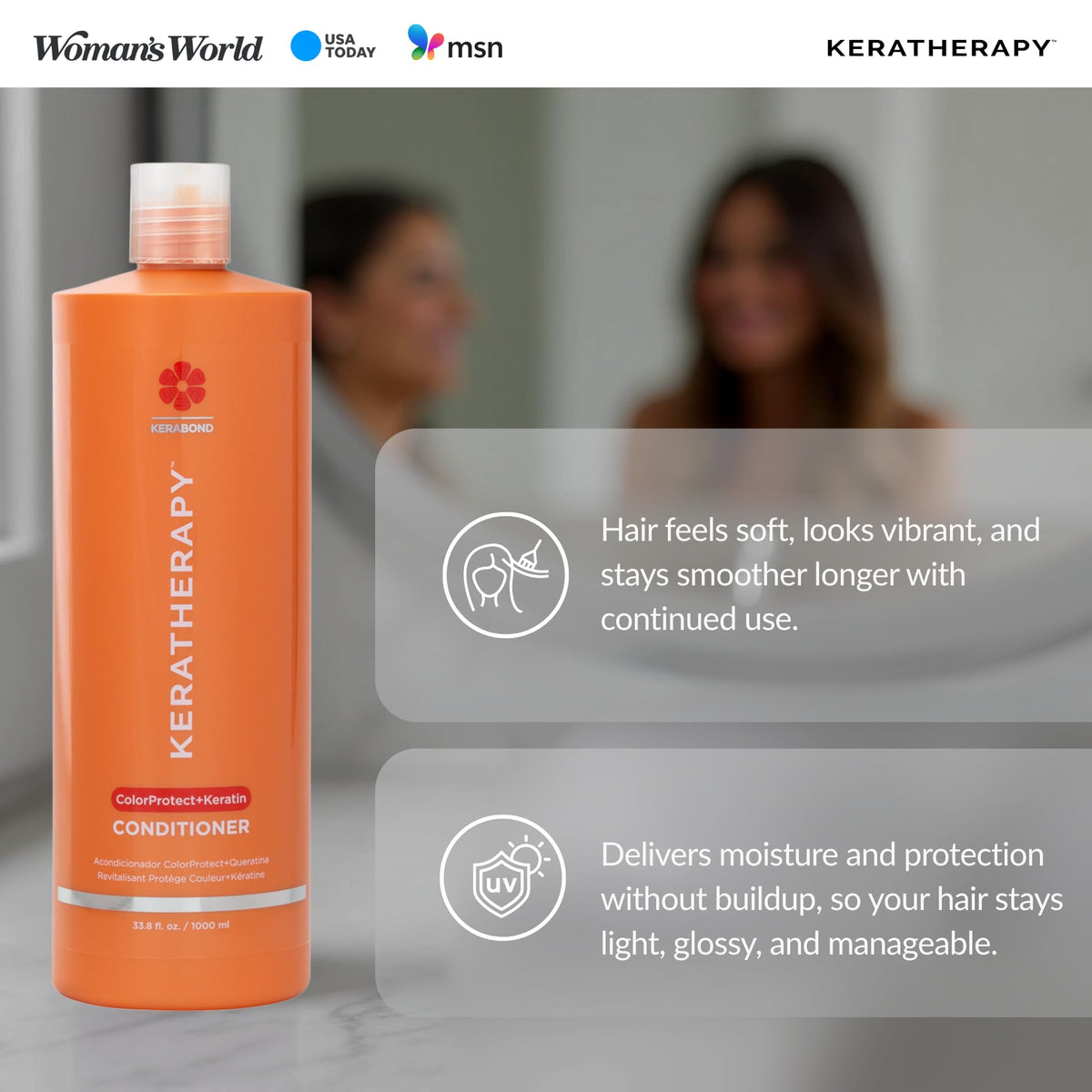 Color Protect conditioner bottle highlighting shine and moisturization
