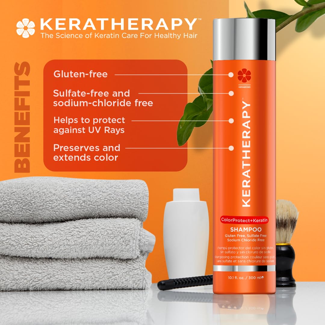 Creamy lather forms when massaging Keratherapy Color Protect Shampoo into hair