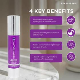 KERATHERAPY argan oil texture close-up suggests lightweight hydration for soft strands
