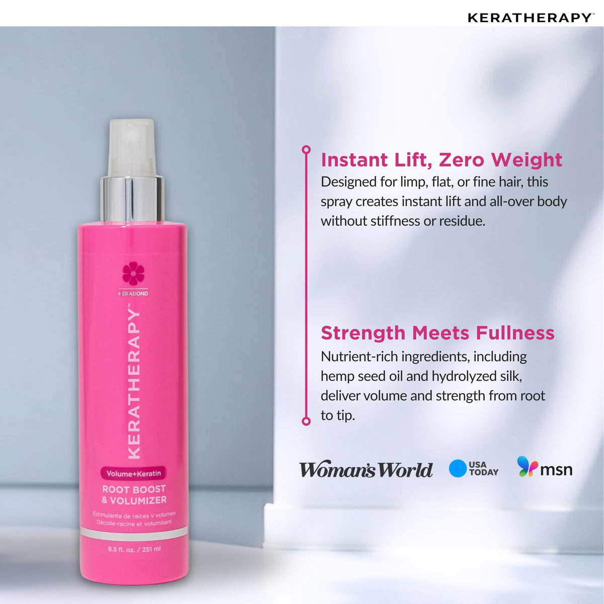 Keratherapy Hemp Seed Oil ingredient jar highlights conditioning without heaviness