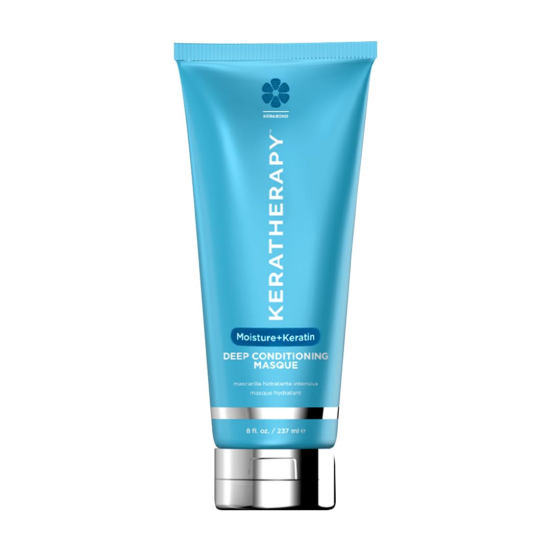 KERATHERAPY Keratin Infused Deep Conditioning Masque jar demonstrates rich moisture for smoother, more manageable hair.