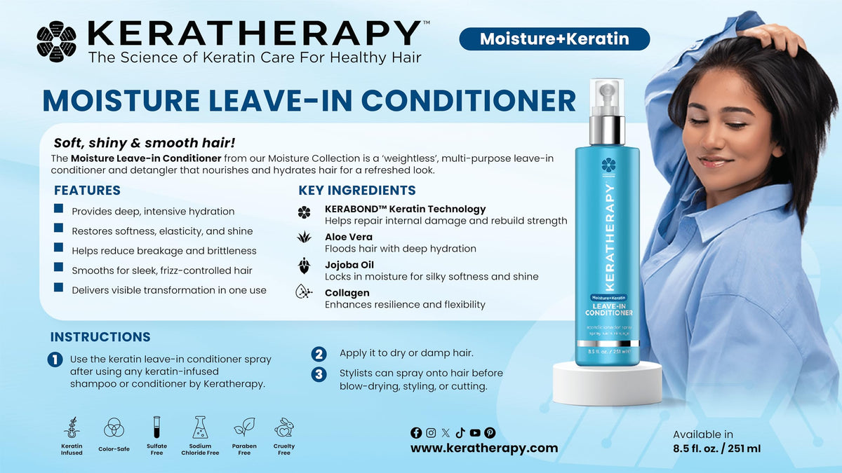 Mist from Keratherapy Leave-In Spray coats damp hair for smoother detangling.