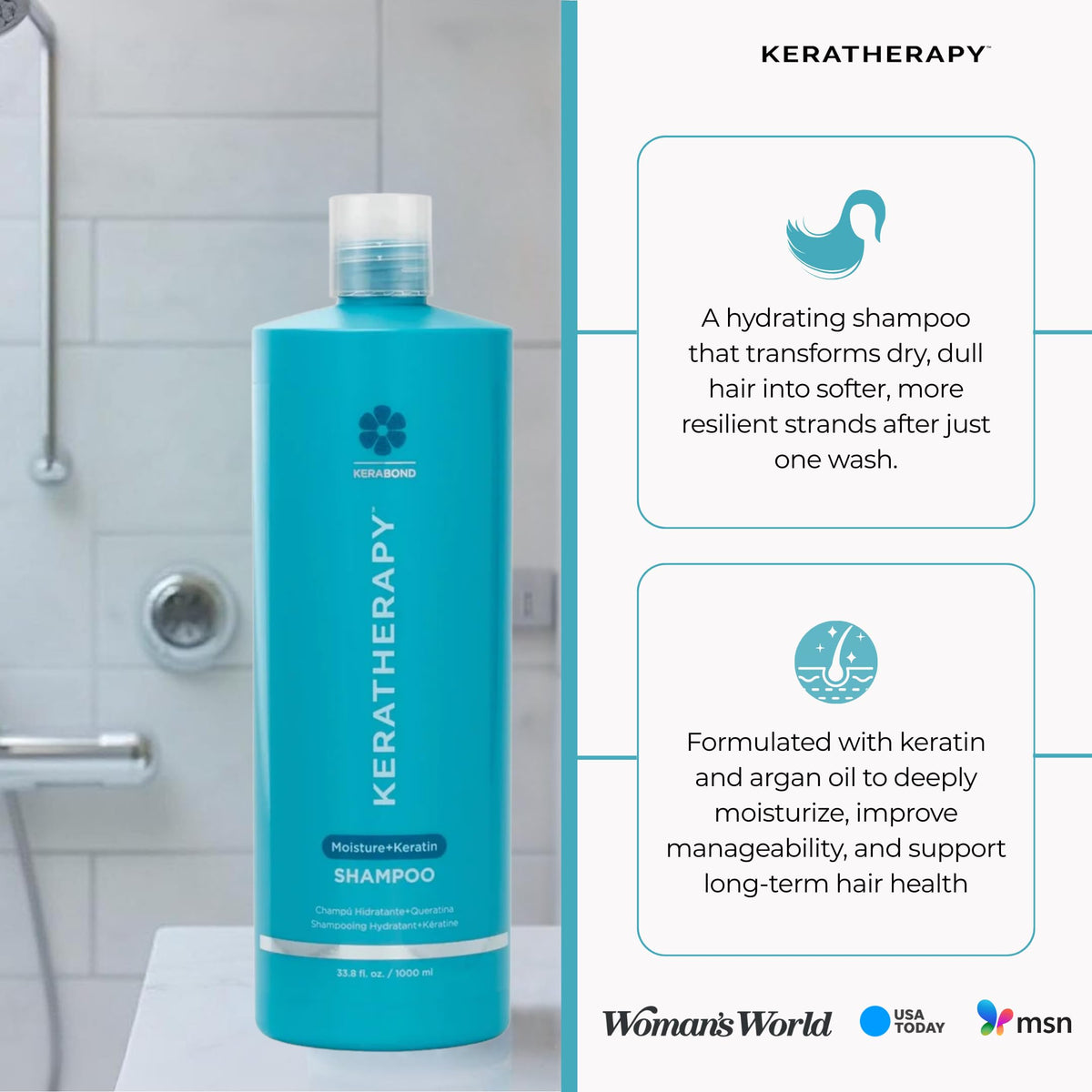 KERATHERAPY Shampoo lather during washing demonstrates gentle cleansing for daily use