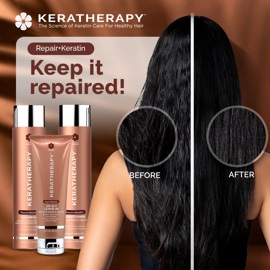 KERATHERAPY KeratinFIXX Repair Shampoo label communicates premium keratin care