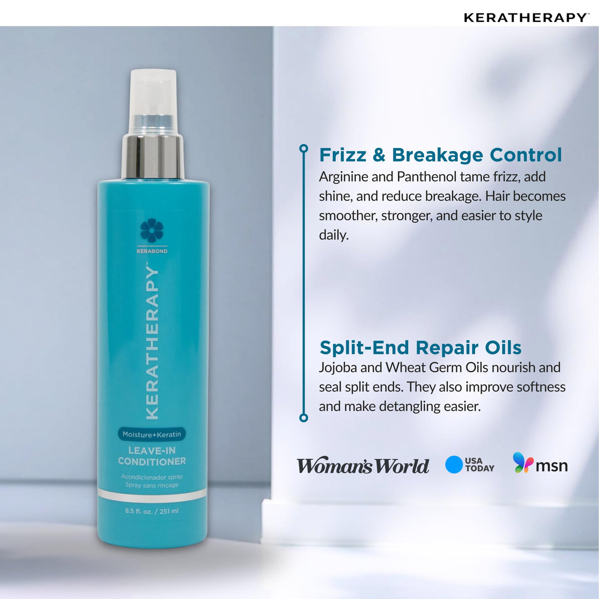 Keratherapy Moisture Collection shampoo bottle highlights a sulfate-free formula.