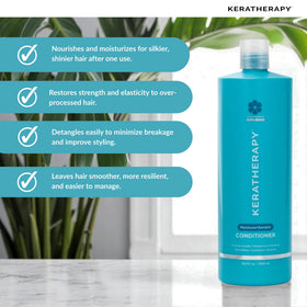 KERATHERAPY Moisture Conditioner after rinse reveals shiny, manageable hair.