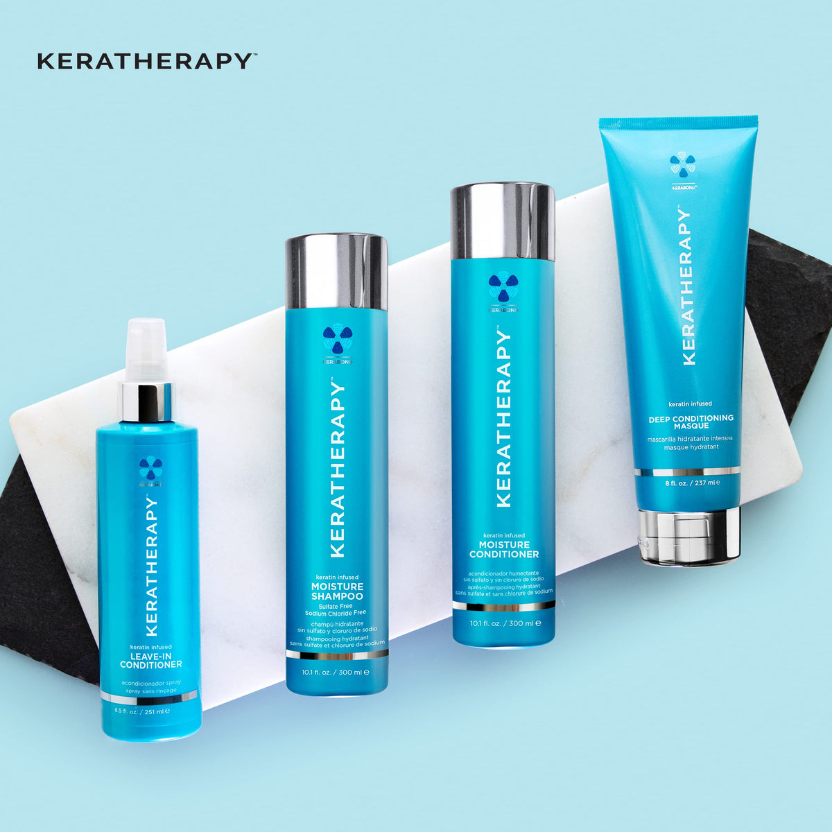 KERATHERAPY Moisture Conditioner packaging highlights sulfate- and sodium chloride-free formula.