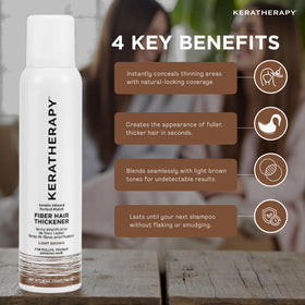 Root concealment with Keratherapy light brown shade blends thinning areas