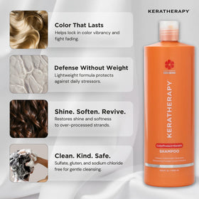 KERATHERAPY Shampoo lather in hand demonstrates easy, thorough cleansing.