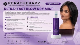 Keratherapy Ultra Fast Blow Dry Mist label highlights versatile color-protect styling