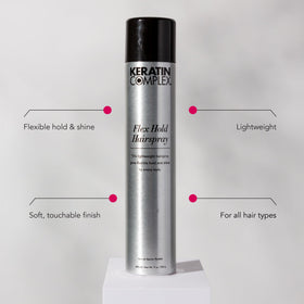 Keratin Complex Flex Hold Hairspray mist dispersing evenly for natural control