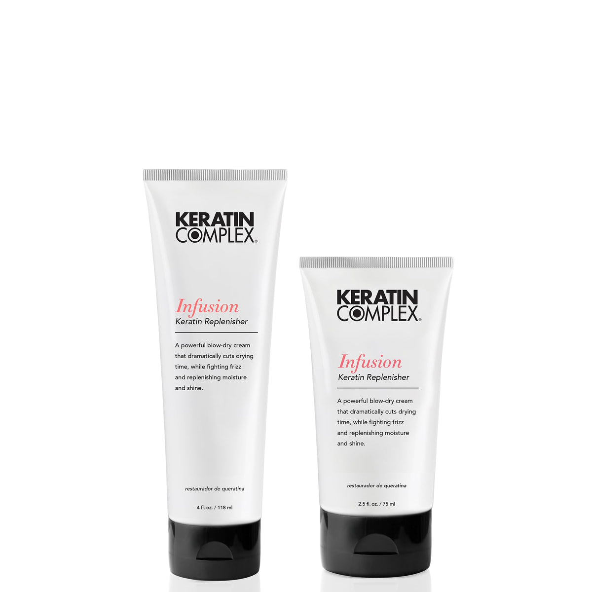 Keratin Complex Infusion Replenisher bottle 4oz for smooth, frizz-proof blowouts.