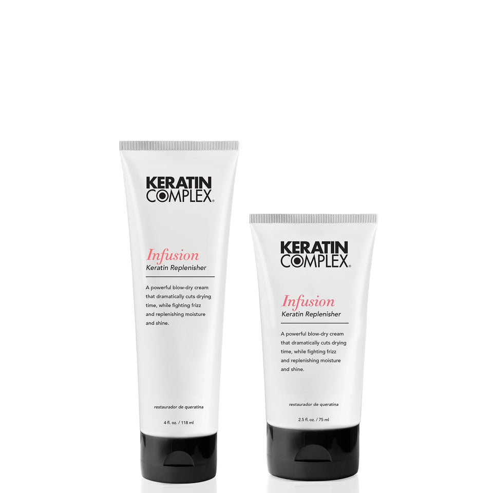 Keratin Complex Infusion Replenisher bottle 4oz for smooth, frizz-proof blowouts.