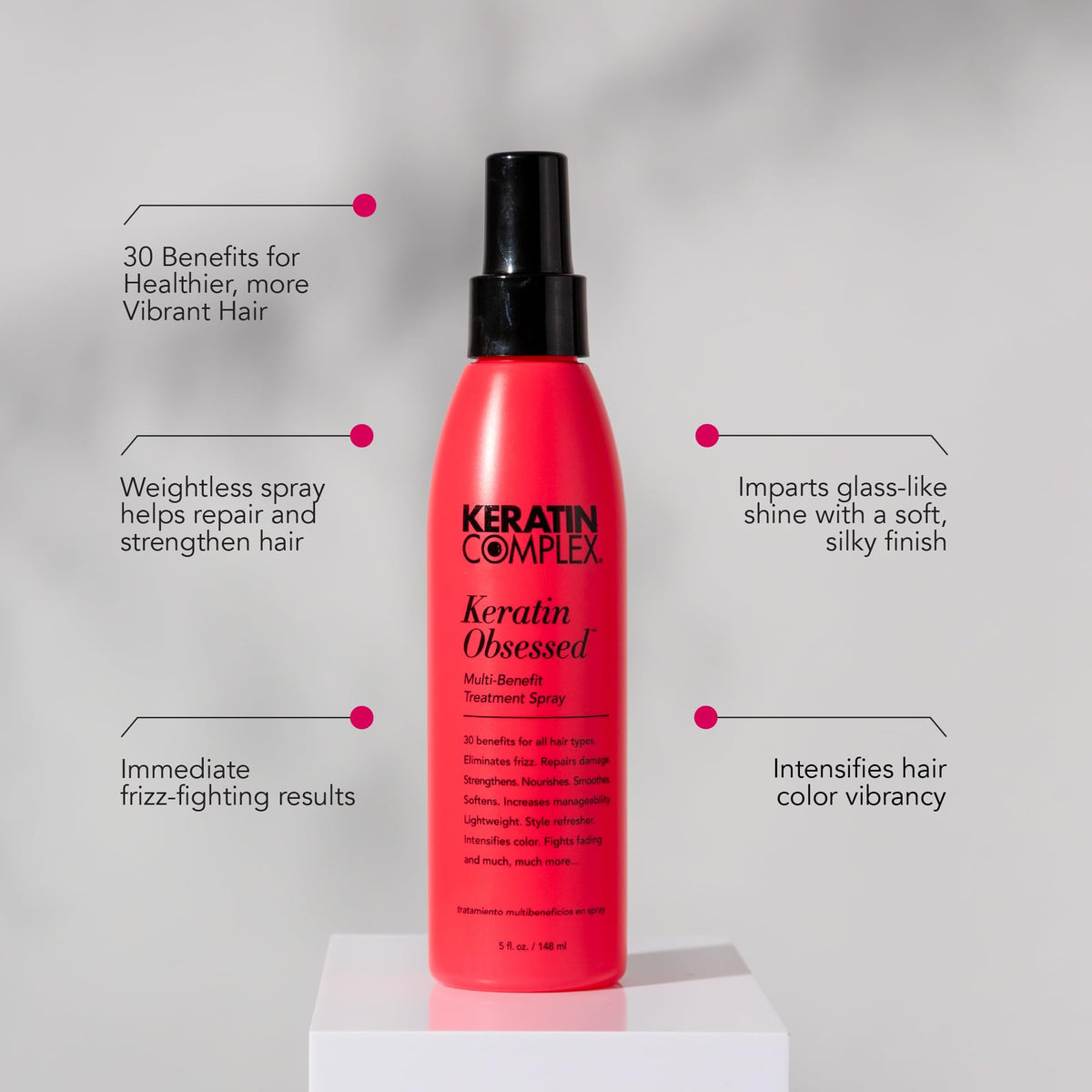 Keratin Complex Keratin Obsessed mist on hair provides smoothing and protection