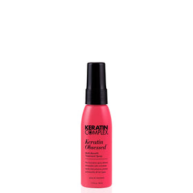 Keratin Complex Keratin Obsessed bottle demonstrates versatile hair treatment for frizz control