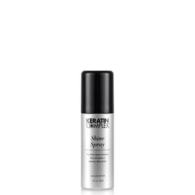 Keratin Complex Shine Spray bottle glows with radiant shine and heat protection for styling.