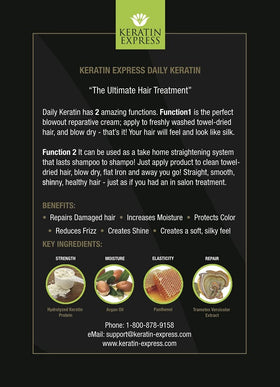 Keratin Express Daily Keratin heat-protection setup; safe styling session.
