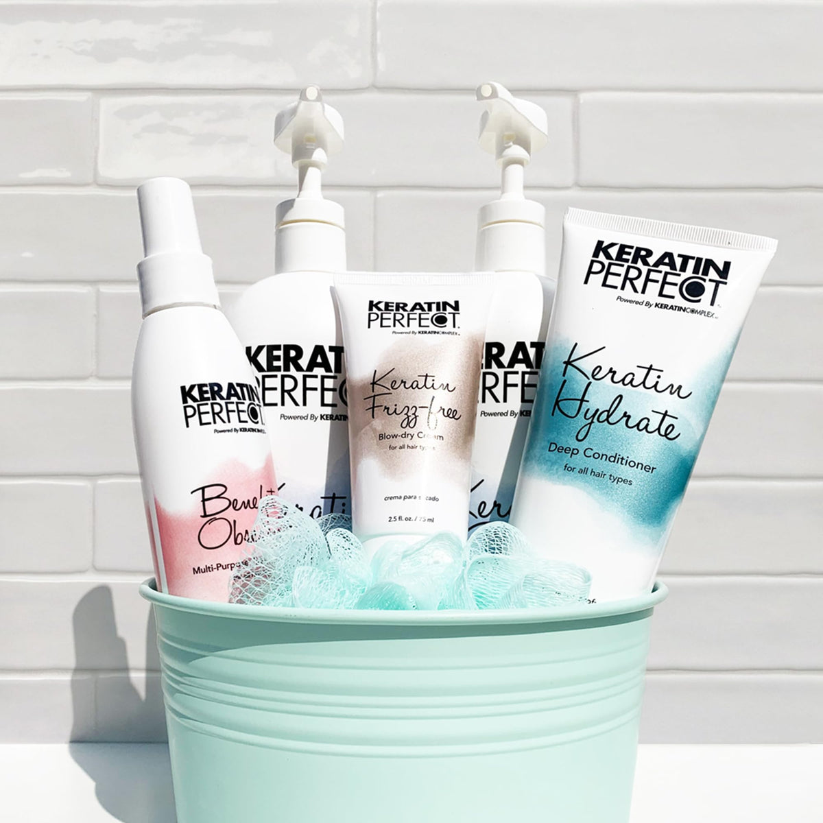 Frizz control routine with Keratin Perfect shampoo daily use.