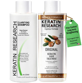 KERATIN RESEARCH Brazilian Keratin Treatment bottle for at-home straightening