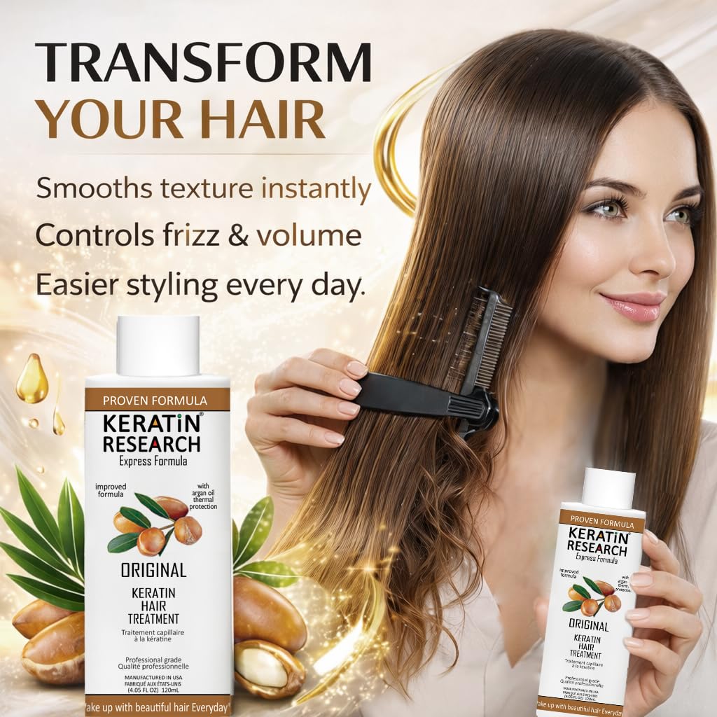 KERATIN RESEARCH collagen amino acids icon emphasizes strength and repair for all hair types.