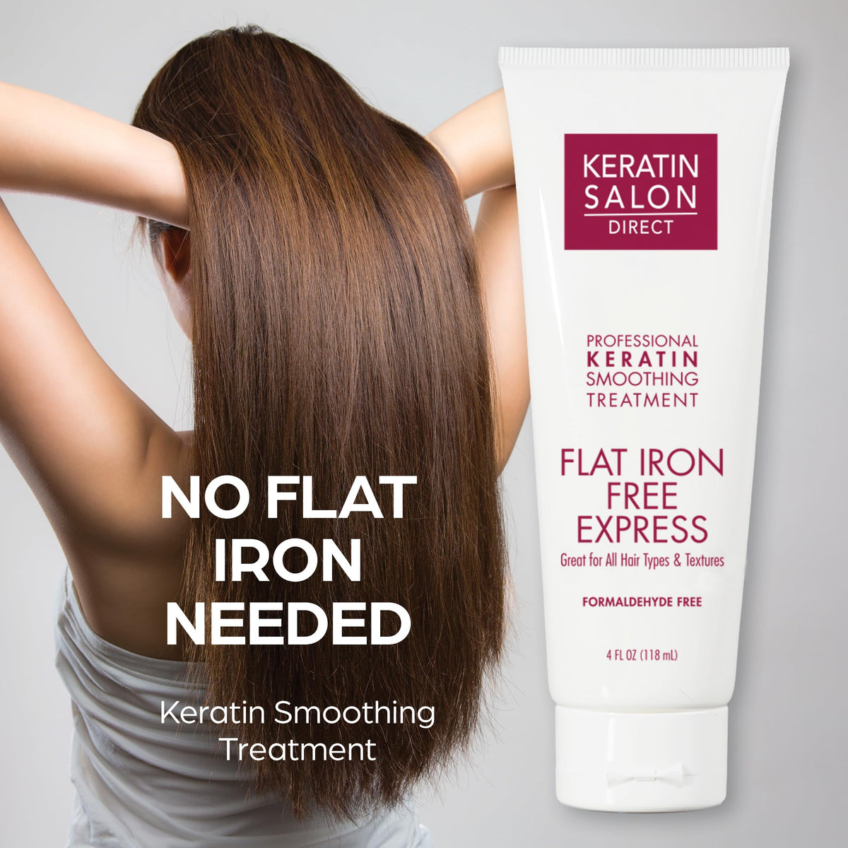 Keratin Salon Direct application on hair demonstrating easy at home smoothing potential.