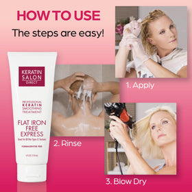 Keratin Salon Direct blow-dry styling step achieving salon-like finish without iron.